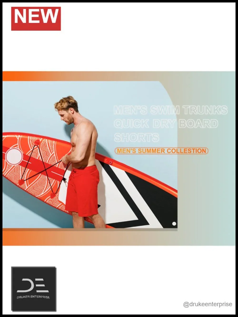 Men's Quick Dry Board Shorts 5 Pockets Swim Trunks UPF 50+ No Mesh Liner